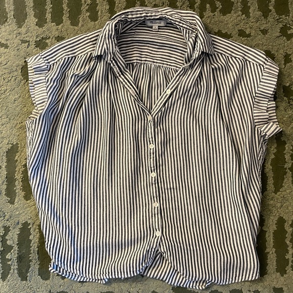 Madewell Navy Striped Shirt - Picture 1 of 4